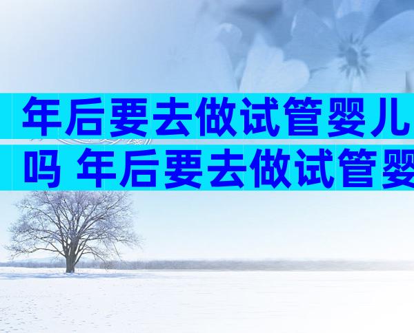 年后要去做试管婴儿吗 年后要去做试管婴儿吗